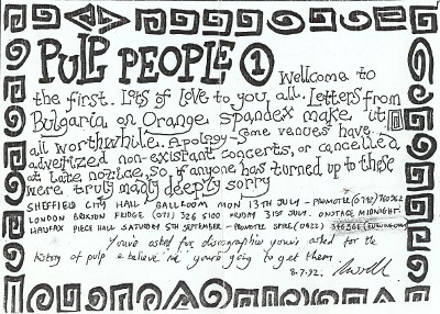 Pulp People newsletter issue one